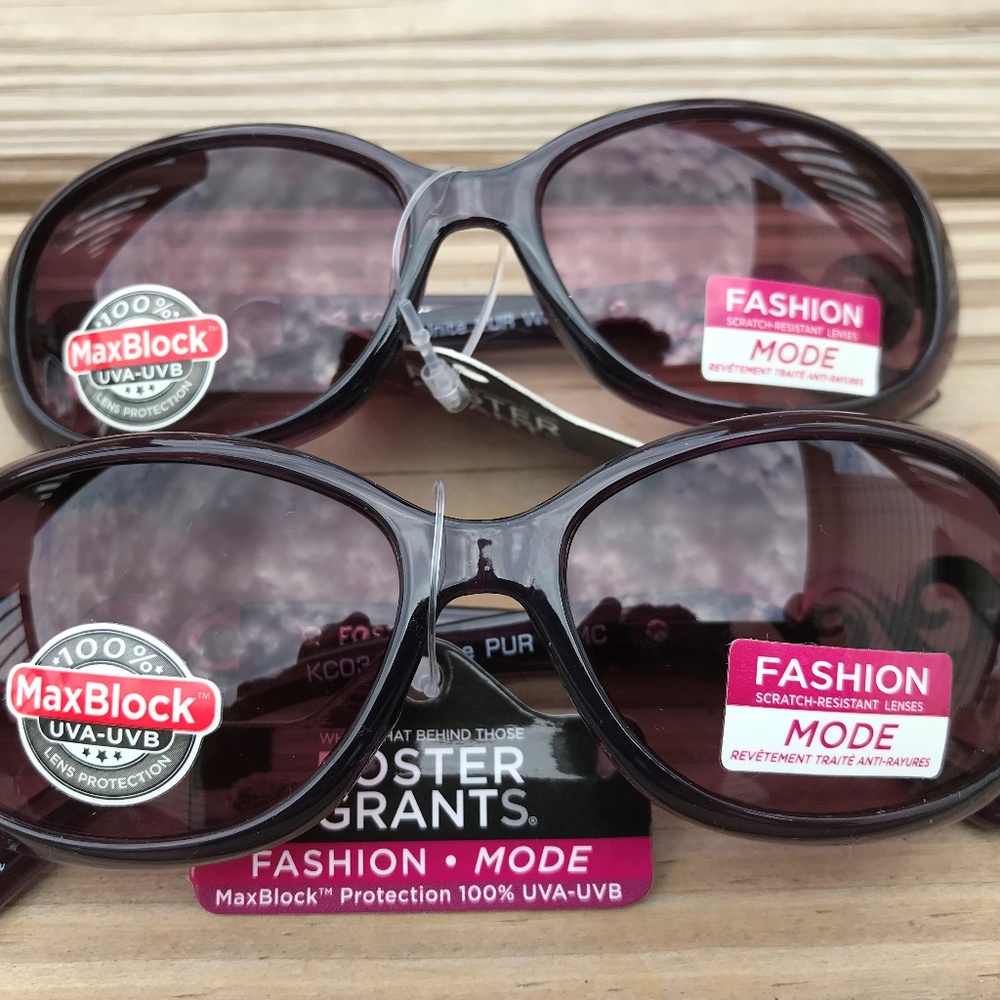 Lot of 2 Sunglasses Foster Grant Women Purple Eye - Picture 5 of 8